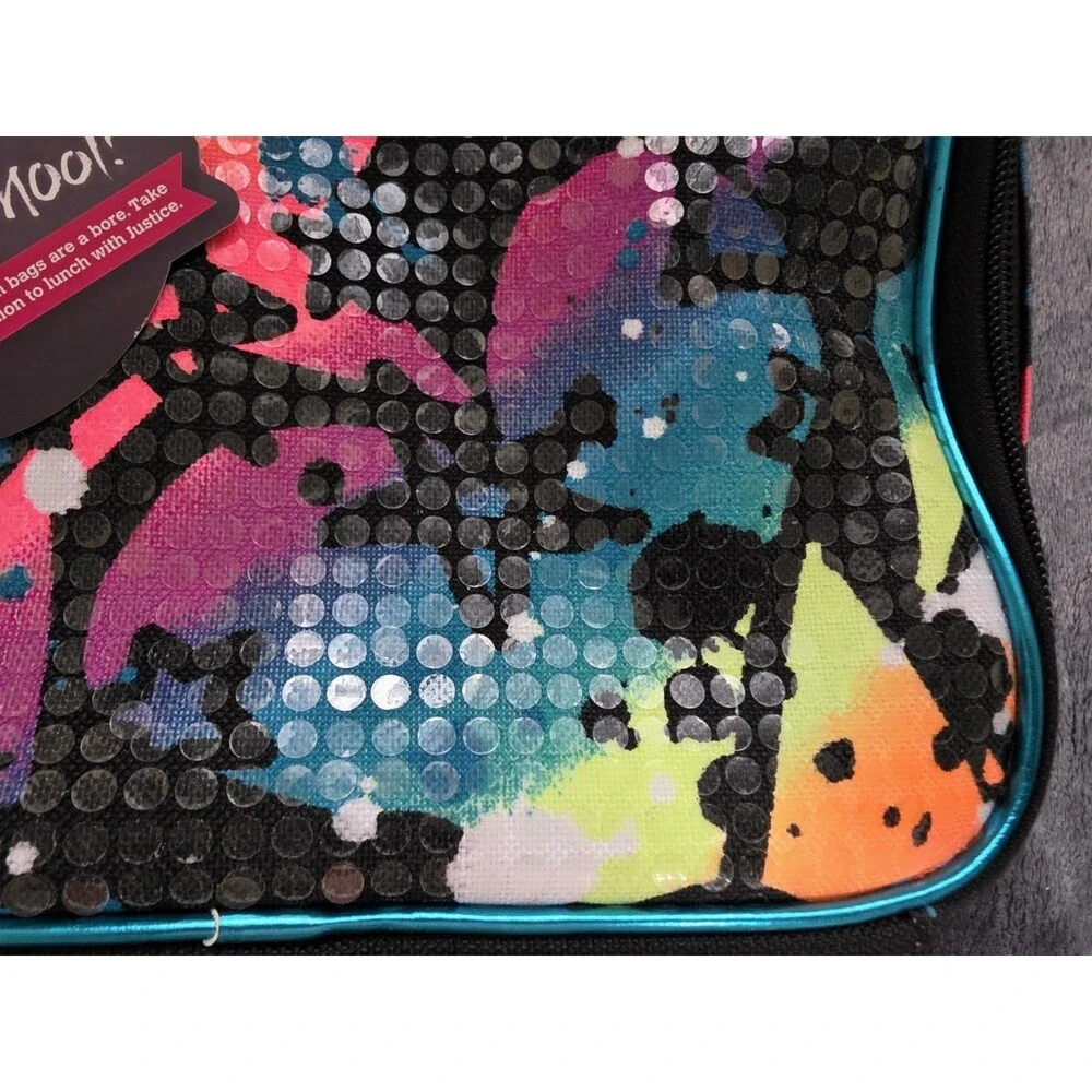 HTF School JUSTICE 2pc BACKPACK & LUNCH BOX TOTE SET EMOJI RAINBOW NwT